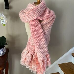 Anthropologie Pink Fringe Cozy Scarf